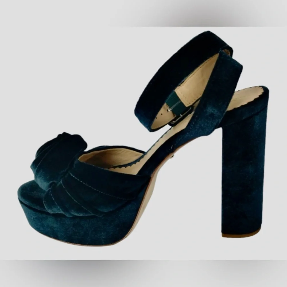Antonio Melani x Nicola Bathie Emilia Velvet Rose Platform Dress Sandals - NWOB